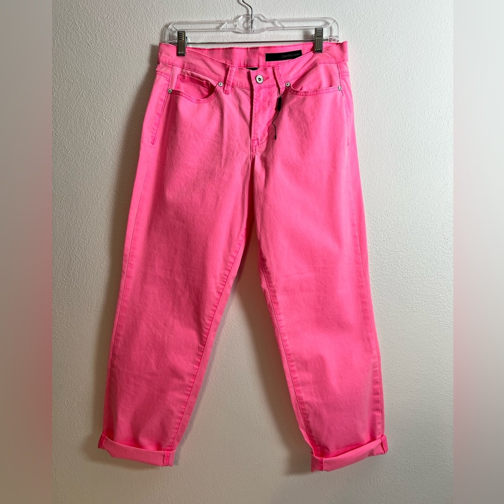 Calvin Klein Roll Cuff Crop Stretch Barbie Pink Jeans‎ 30x27